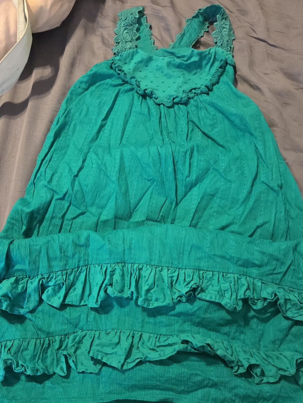 Matilda Jane Emerald Ruffled Sundress Maxi with Lace Straps
